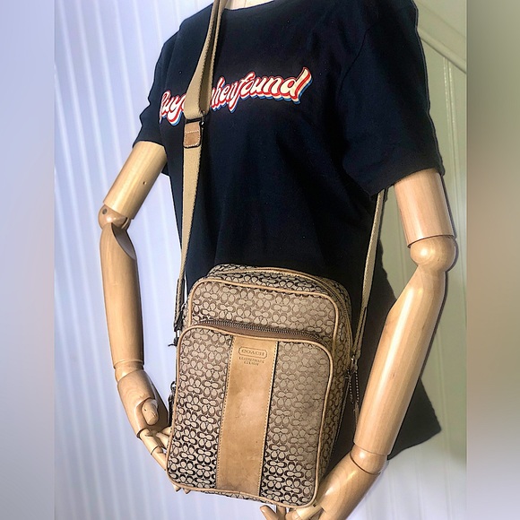 COACH Micro CC Monogram Canvas & Suede Compact Crossbody Shoulder Bag UNISEX - Picture 15 of 15